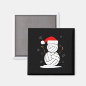 バレーボール雪だるまクリスマス マグネット (正面/裏面)