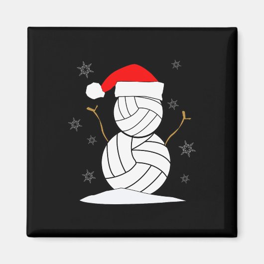 バレーボール雪だるまクリスマス マグネット (正面)