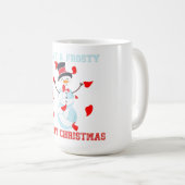 バレーボール雪だるまメリークリスマス コーヒーマグカップ (正面右)