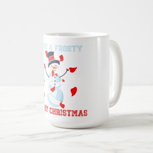 バレーボール雪だるまメリークリスマス コーヒーマグカップ (正面右)