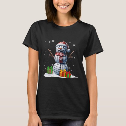 バレーボール雪だるまメンズボーイクリスマスバレーボールPl Tシャツ (正面)
