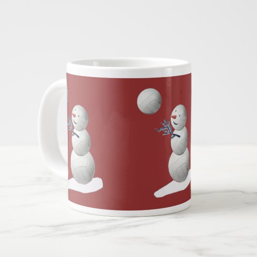 バレーボール雪だるま ジャンボコーヒーマグカップ (正面左)