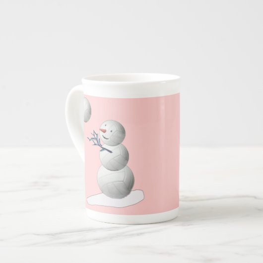 バレーボール雪だるま ボーンチャイナマグカップ (正面左)