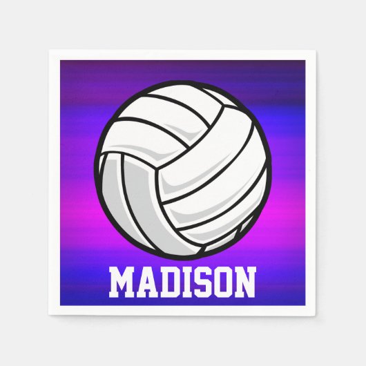 バレーボール鮮やか、紫の青とマゼンタ スタンダードカクテルナプキン (正面)