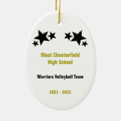 バレーボール黒髪と金ゴールドの女性茶色の髪 セラミックオーナメント (裏面)