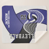 バレーボール🏐黒、青、白 シェルパブランケット (正面(横))