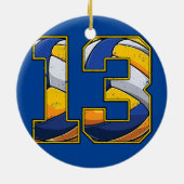 バレーボール13番誕生日ボーイガール13歳 セラミックオーナメント (裏面)