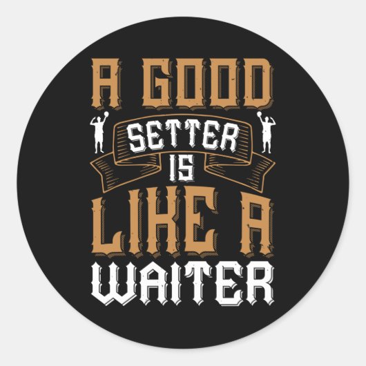 バレーボール – ウェイターのような良いセッター ラウンドシール (正面)