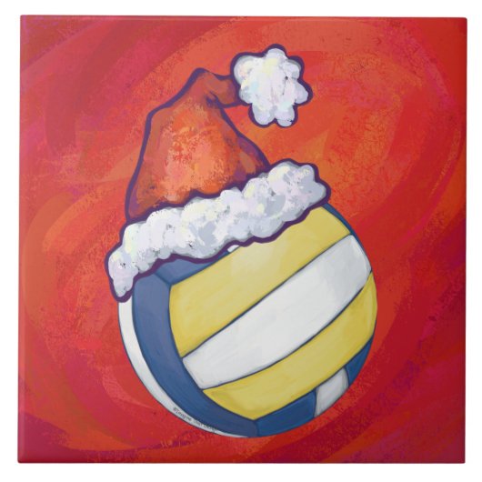 バレーボール(クリスマスハット付) タイル (正面)