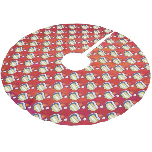 バレーボール(クリスマスハット付) ブラッシュドポリエステルツリースカート (アングル)