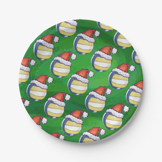 バレーボール（クリスマスハット付） ペーパープレート (正面)