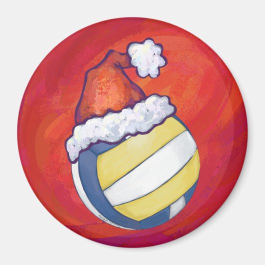 バレーボール(クリスマスハット付) マグネット (正面)