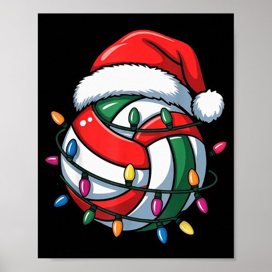 バレーボール クリスマス サンタ帽 バレーボール SRT メンズ ポスター (正面)