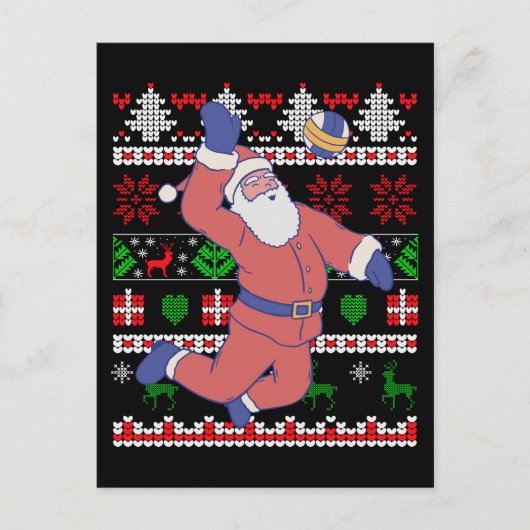 バレーボール サンタクロース ダサいクリスマス ポストカード (正面)