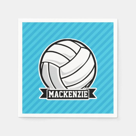 バレーボール;スカイブルーストライプ スタンダードカクテルナプキン (正面)