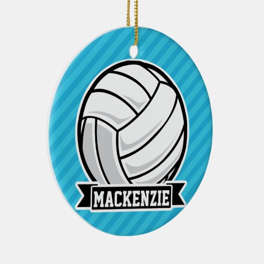 バレーボール;スカイブルーストライプ セラミックオーナメント (右)