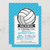 バレーボール;スカイブルーストライプ 招待状 (正面/裏面)