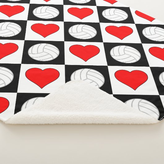 バレーボール&ハートかわいいパタ市松模様にーン(暖) シェルパブランケット (3/4)
