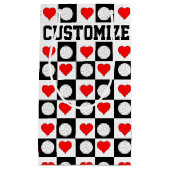 バレーボール&ハートカスタム選手の名前/文字女子 スモールペーパーバッグ (正面)