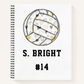 バレーボール(ハート付)、ジャージー番号と名前 ノートブック (正面)