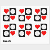 バレーボール&ハート市松模様にパターンかわいいスポーツ スクエアシール (シート)