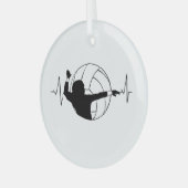 バレーボール – バレーボール選手のハートビート ガラスオーナメント (正面左)