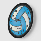 バレーボール |ベビーブルーとホワイトのスタイル ラージ壁時計 (傾斜)