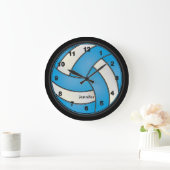 バレーボール |ベビーブルーとホワイトのスタイル ラージ壁時計 (ホーム)