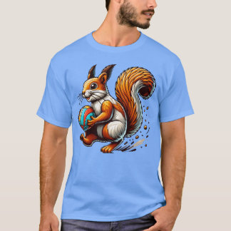 バレーボール リス 動物好き ファミリーデザイン Tシャツ