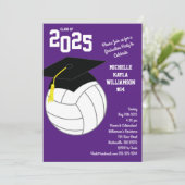 バレーボール 卒業 スポーツ パープル 招待状 (スタンド正面)