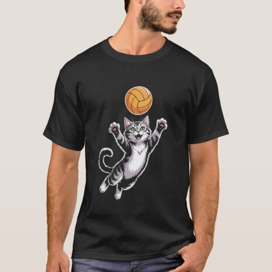 バレーボール 猫 スパイク Tシャツ 1 (正面)