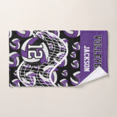 バレーボール – 紫、黒、白 ハンドタオル (ハンドタオル)