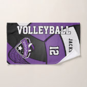 バレーボール(紫、黒、白) ハンドタオル (ハンドタオル)