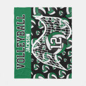 バレーボール – 緑、黒、白 フリースブランケット (正面)