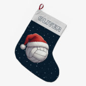 バレーボール 赤いサンタ帽子 名前入り ラージクリスマスストッキング (正面 (吊り時))