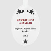 バレーボール、赤と黒のオーナメント オーナメント (裏面)