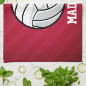 バレーボール、赤、白、青 キッチンタオル (折り畳み)