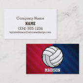 バレーボール、赤、白、青 名刺 (正面/裏面)