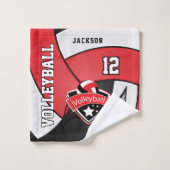 バレーボール（赤、黒、白） バスタオルセット (ウォッシュタオル)