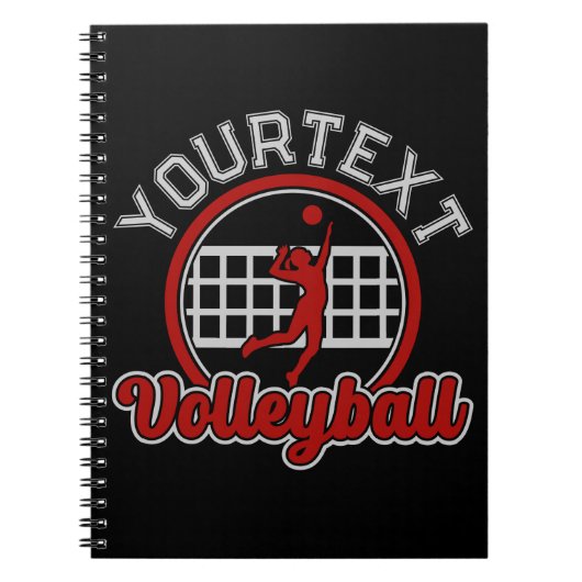バレーボール 追加 名前 スパイクボール アタック チームスポーツ ノートブック (正面)