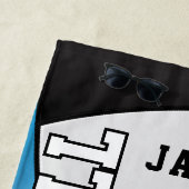 バレーボール(青、黒、白のビーチ) ビーチタオル (インサイチュ)