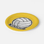 バレーボール(黄色ストライプ) ペーパープレート (アングル)