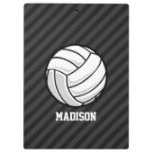 バレーボール、黒と濃いグレーのストライプ クリップボード (裏面)