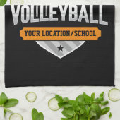 バレーボールADD文字スクール大学チームプレーヤー キッチンタオル (折り畳み)