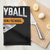 バレーボールADD文字スクール大学チームプレーヤー キッチンタオル (四つ折り)