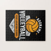 バレーボールADD文字スクール大学チームプレーヤー ジグソーパズル (横)