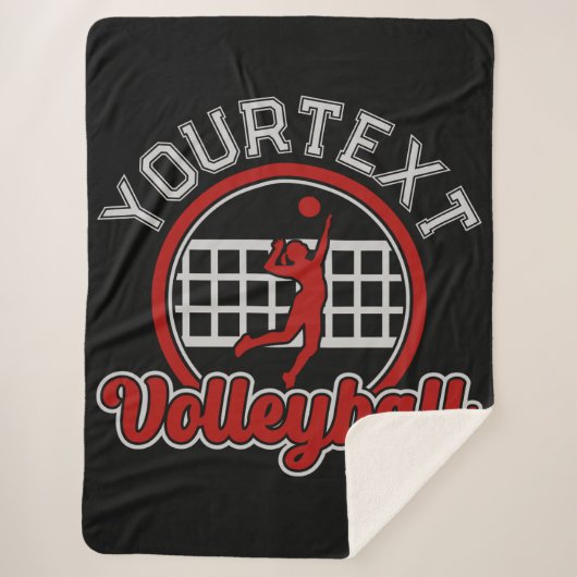 バレーボールADD NAMEスパイクボール攻撃チームスポーツ シェルパブランケット (正面)