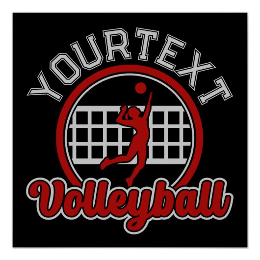 バレーボールADD NAMEスパイクボール攻撃チームスポーツ ポスター (正面)