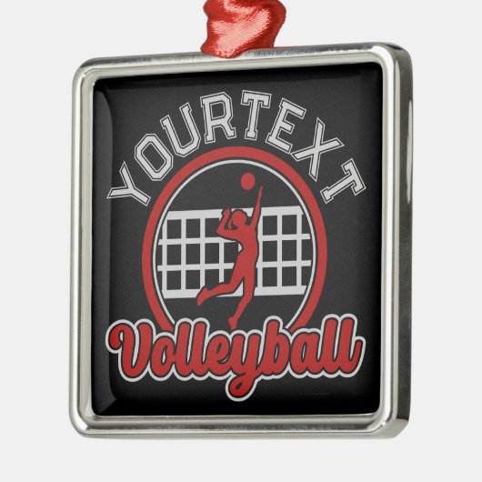 バレーボールADD NAMEスパイクボール攻撃チームスポーツ メタルオーナメント (左)
