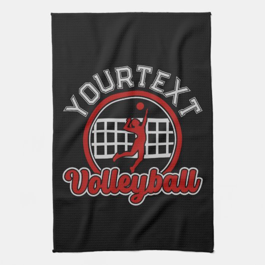 バレーボールADD NAMEスパイクボール攻撃チームプレーヤー キッチンタオル (縦)